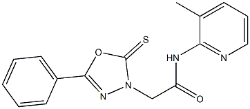 N-(3-methyl-2-pyridinyl)-2-(5-phenyl-2-thioxo-1,3,4-oxadiazol-3(2H)-yl)acetamide Struktur