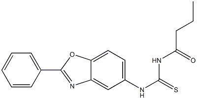 N-butyryl-N'-(2-phenyl-1,3-benzoxazol-5-yl)thiourea Structure