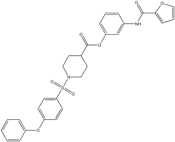 3-(2-furoylamino)phenyl 1-[(4-phenoxyphenyl)sulfonyl]-4-piperidinecarboxylate