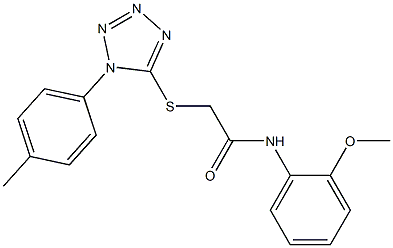 N-[2-(methyloxy)phenyl]-2-{[1-(4-methylphenyl)-1H-tetraazol-5-yl]sulfanyl}acetamide 化学構造式