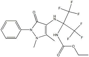 ethyl 1-[(1,5-dimethyl-3-oxo-2-phenyl-2,3-dihydro-1H-pyrazol-4-yl)amino]-2,2,2-trifluoro-1-(trifluoromethyl)ethylcarbamate Structure