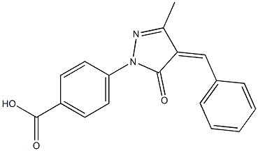 4-(4-benzylidene-3-methyl-5-oxo-4,5-dihydro-1H-pyrazol-1-yl)benzoic acid 化学構造式