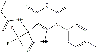 N-[1-(4-methylphenyl)-2,4,6-trioxo-5-(trifluoromethyl)-2,3,4,5,6,7-hexahydro-1H-pyrrolo[2,3-d]pyrimidin-5-yl]propanamide,,结构式