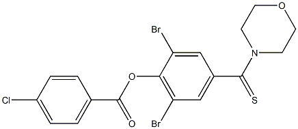 2,6-dibromo-4-(4-morpholinylcarbothioyl)phenyl 4-chlorobenzoate,,结构式