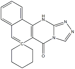7-oxo-6,12-dihydrospiro[benzo[h][1,2,4]triazolo[3,4-b]quinazoline-6,1'-cyclohexane] 化学構造式
