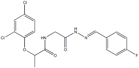 2-(2,4-dichlorophenoxy)-N-{2-[2-(4-fluorobenzylidene)hydrazino]-2-oxoethyl}propanamide 结构式