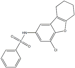 N-(4-chloro-6,7,8,9-tetrahydrodibenzo[b,d]furan-2-yl)benzenesulfonamide 结构式