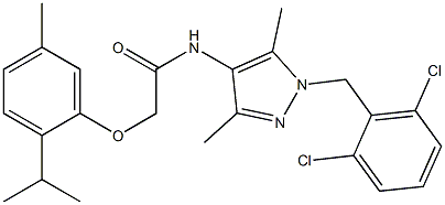 N-[1-(2,6-dichlorobenzyl)-3,5-dimethyl-1H-pyrazol-4-yl]-2-(2-isopropyl-5-methylphenoxy)acetamide Struktur