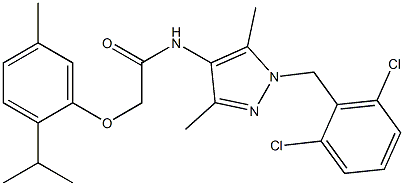 N-[1-(2,6-dichlorobenzyl)-3,5-dimethyl-1H-pyrazol-4-yl]-2-(2-isopropyl-5-methylphenoxy)acetamide 化学構造式