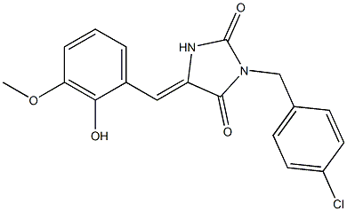 3-(4-chlorobenzyl)-5-(2-hydroxy-3-methoxybenzylidene)-2,4-imidazolidinedione Structure