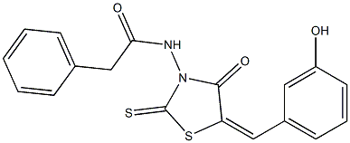 N-[5-(3-hydroxybenzylidene)-4-oxo-2-thioxo-1,3-thiazolidin-3-yl]-2-phenylacetamide Structure