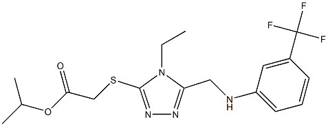 1-methylethyl {[4-ethyl-5-({[3-(trifluoromethyl)phenyl]amino}methyl)-4H-1,2,4-triazol-3-yl]sulfanyl}acetate 化学構造式