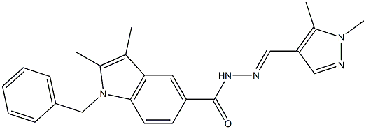 1-benzyl-N'-[(1,5-dimethyl-1H-pyrazol-4-yl)methylene]-2,3-dimethyl-1H-indole-5-carbohydrazide Structure