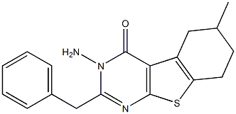 3-amino-2-benzyl-6-methyl-5,6,7,8-tetrahydro[1]benzothieno[2,3-d]pyrimidin-4(3H)-one Struktur