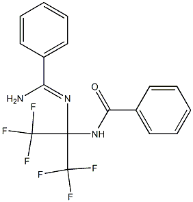 N-[1-{[amino(phenyl)methylene]amino}-2,2,2-trifluoro-1-(trifluoromethyl)ethyl]benzamide Struktur