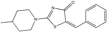 5-benzylidene-2-(4-methyl-1-piperidinyl)-1,3-thiazol-4(5H)-one 化学構造式