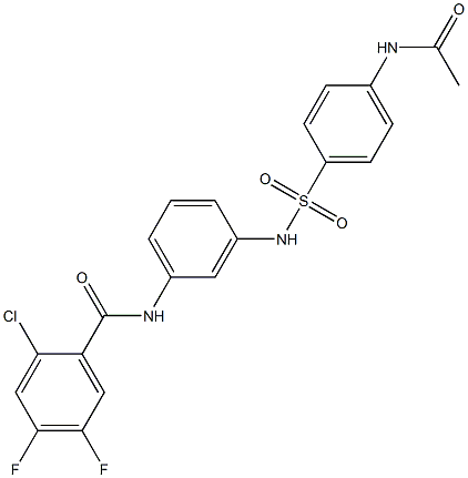 N-[3-({[4-(acetylamino)phenyl]sulfonyl}amino)phenyl]-2-chloro-4,5-difluorobenzamide Struktur