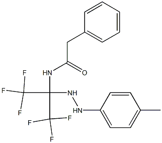 2-phenyl-N-[2,2,2-trifluoro-1-[2-(4-methylphenyl)hydrazino]-1-(trifluoromethyl)ethyl]acetamide Struktur