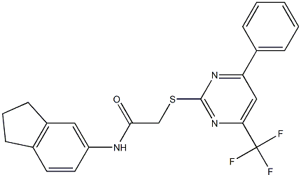 N-(2,3-dihydro-1H-inden-5-yl)-2-{[4-phenyl-6-(trifluoromethyl)-2-pyrimidinyl]sulfanyl}acetamide Struktur