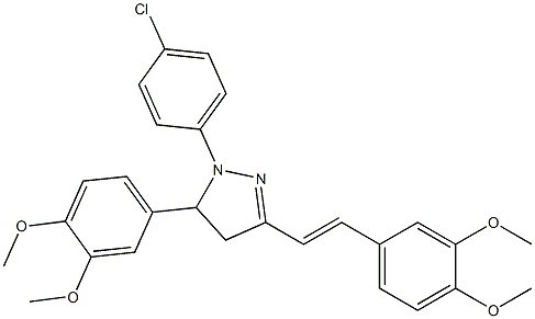 1-(4-chlorophenyl)-5-(3,4-dimethoxyphenyl)-3-[2-(3,4-dimethoxyphenyl)vinyl]-4,5-dihydro-1H-pyrazole,,结构式