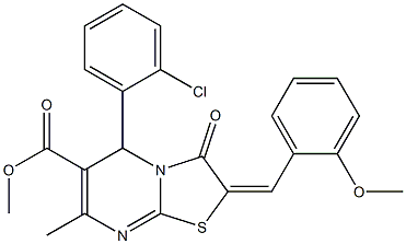 methyl 5-(2-chlorophenyl)-2-(2-methoxybenzylidene)-7-methyl-3-oxo-2,3-dihydro-5H-[1,3]thiazolo[3,2-a]pyrimidine-6-carboxylate,,结构式