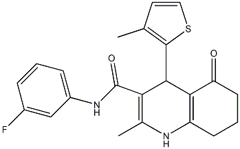 N-(3-fluorophenyl)-2-methyl-4-(3-methyl-2-thienyl)-5-oxo-1,4,5,6,7,8-hexahydro-3-quinolinecarboxamide Struktur