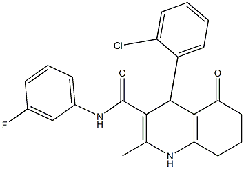 4-(2-chlorophenyl)-N-(3-fluorophenyl)-2-methyl-5-oxo-1,4,5,6,7,8-hexahydro-3-quinolinecarboxamide,,结构式