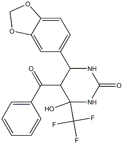 6-(1,3-benzodioxol-5-yl)-5-benzoyl-4-hydroxy-4-(trifluoromethyl)tetrahydro-2(1H)-pyrimidinone Structure