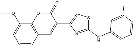 8-methoxy-3-[2-(3-toluidino)-1,3-thiazol-4-yl]-2H-chromen-2-one 化学構造式
