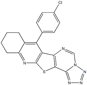 7-(4-chlorophenyl)-8,9,10,11-tetrahydrotetraazolo[5'',1'':6',1']pyrimido[4',5':4,5]thieno[2,3-b]quinoline Structure