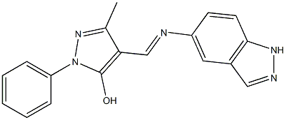 4-[(1H-indazol-5-ylimino)methyl]-3-methyl-1-phenyl-1H-pyrazol-5-ol Struktur