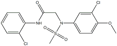 2-[3-chloro-4-methoxy(methylsulfonyl)anilino]-N-(2-chlorophenyl)acetamide,,结构式