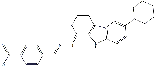 4-nitrobenzaldehyde (6-cyclohexyl-2,3,4,9-tetrahydro-1H-carbazol-1-ylidene)hydrazone Structure