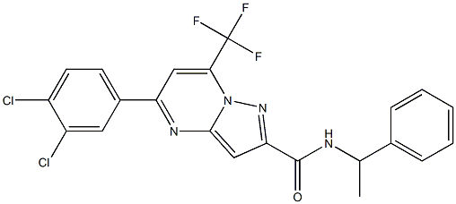 5-(3,4-dichlorophenyl)-N-(1-phenylethyl)-7-(trifluoromethyl)pyrazolo[1,5-a]pyrimidine-2-carboxamide 化学構造式