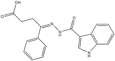 4-[(1H-indol-3-ylcarbonyl)hydrazono]-4-phenylbutanoic acid Struktur
