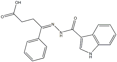 4-[(1H-indol-3-ylcarbonyl)hydrazono]-4-phenylbutanoic acid 化学構造式