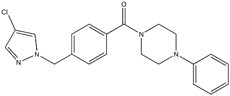 1-{4-[(4-chloro-1H-pyrazol-1-yl)methyl]benzoyl}-4-phenylpiperazine 化学構造式