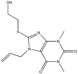 7-allyl-8-[(2-hydroxyethyl)thio]-1,3-dimethyl-3,7-dihydro-1H-purine-2,6-dione,,结构式