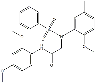 N-(2,4-dimethoxyphenyl)-2-[2-methoxy-5-methyl(phenylsulfonyl)anilino]acetamide 结构式