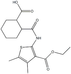 2-({[3-(ethoxycarbonyl)-4,5-dimethyl-2-thienyl]amino}carbonyl)cyclohexanecarboxylic acid Struktur