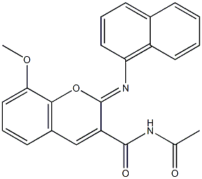 N-acetyl-8-methoxy-2-(1-naphthylimino)-2H-chromene-3-carboxamide Struktur