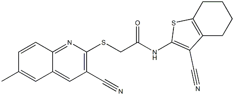 2-[(3-cyano-6-methyl-2-quinolinyl)sulfanyl]-N-(3-cyano-4,5,6,7-tetrahydro-1-benzothien-2-yl)acetamide