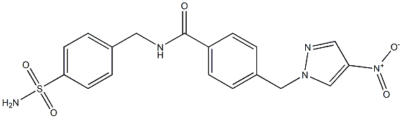 N-[4-(aminosulfonyl)benzyl]-4-({4-nitro-1H-pyrazol-1-yl}methyl)benzamide 化学構造式