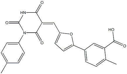  2-methyl-5-{5-[(1-(4-methylphenyl)-2,4,6-trioxotetrahydro-5(2H)-pyrimidinylidene)methyl]-2-furyl}benzoic acid