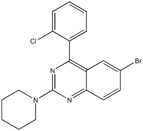 6-bromo-4-(2-chlorophenyl)-2-(1-piperidinyl)quinazoline 结构式