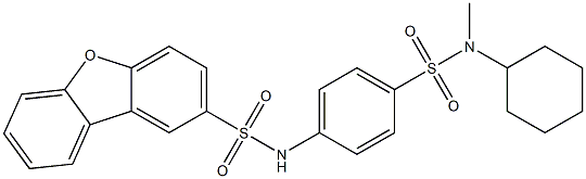 N-(4-{[cyclohexyl(methyl)amino]sulfonyl}phenyl)dibenzo[b,d]furan-2-sulfonamide,,结构式