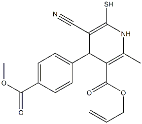 allyl 5-cyano-4-[4-(methoxycarbonyl)phenyl]-2-methyl-6-sulfanyl-1,4-dihydro-3-pyridinecarboxylate Struktur