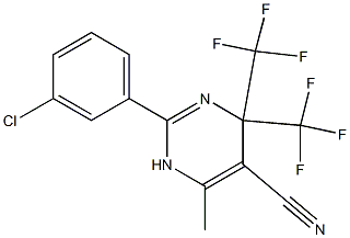 2-(3-chlorophenyl)-6-methyl-4,4-bis(trifluoromethyl)-1,4-dihydro-5-pyrimidinecarbonitrile Structure