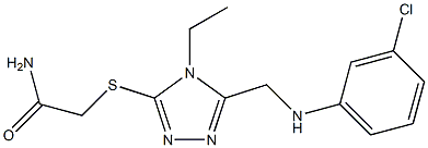 2-({5-[(3-chloroanilino)methyl]-4-ethyl-4H-1,2,4-triazol-3-yl}sulfanyl)acetamide 化学構造式