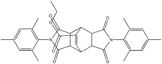 ethyl 4,10-dimesityl-3,5,9,11-tetraoxo-4,10-diazatetracyclo[5.5.2.0~2,6~.0~8,12~]tetradec-13-ene-13-carboxylate 结构式